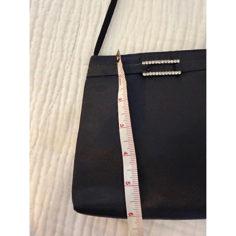 Gunne Sax Y2K Style Black Satin Evening Bag Rhinestone‎ Buckle Mini